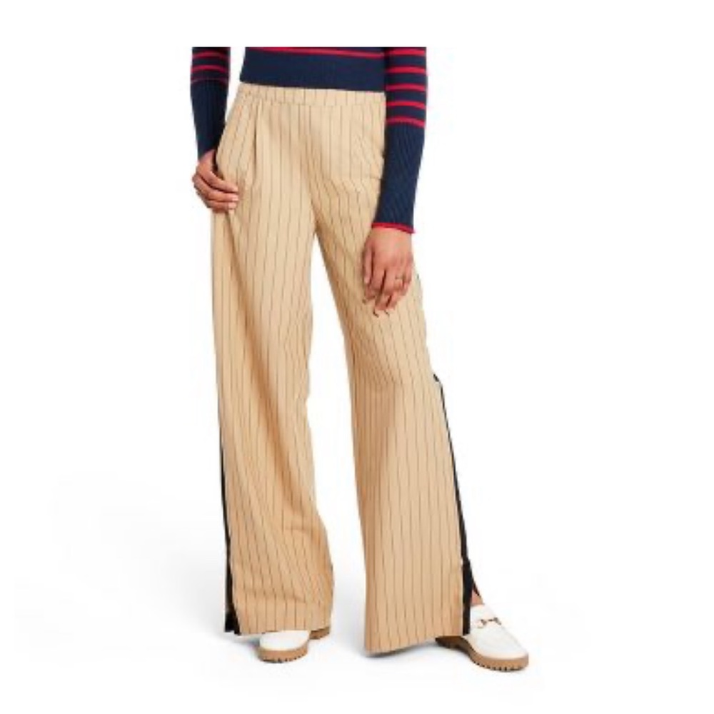 Women's Side Stripe Wide Leg Trousers - La Ligne x Target Tan/Black - NWOT